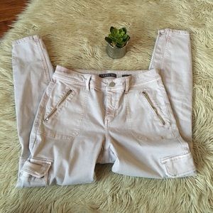 Anthropologie light pink skinny moto pants